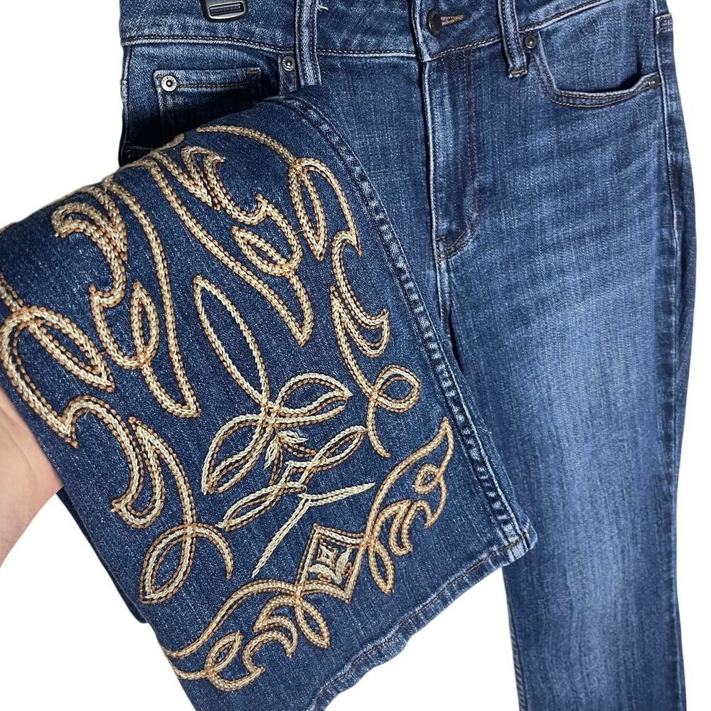 IDYLLWIND Embroidered Hawkins Dark Wash Rebel Mid Rise Bootcut Jean - Picture 5 of 7